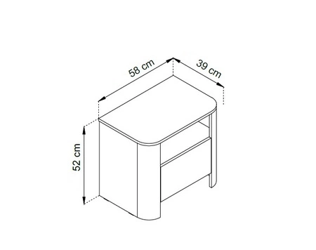 Szafka nocna Bari beżowa nowoczesny design szafki do sypialni o owalnym kształcie bezuchwytowy system otwierania szuflady push to open