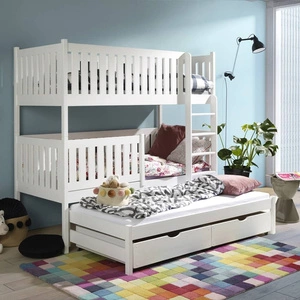 Łóżko piętrowe Olek 3 osobowe 90x190 idealne do pokoju dziecka zapewnia wygodne miejsce do spania nie zajmując dużej powierzchni