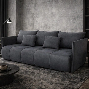 Kanapa rozkładana Selva szara funkcjonalna sofa do salonu z pojemnikiem na pościel velvetowa tkanina o eleganckiej strukturze