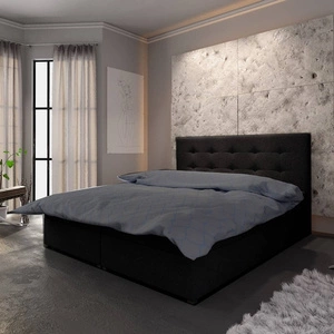 Łóżko kontynentalne Fresno 160x200 czarny w nowoczesnym skandynawskim stylu z wezgłowiem