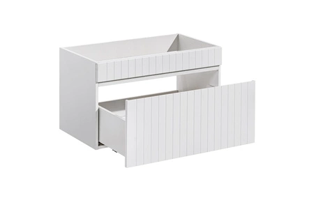 Szafka pod umywalkę Iconic 80 cm biała designerska szafka z gustownym pionowym ryflowaniem pojemna szuflada na akcesoria