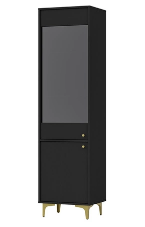 Zestaw mebli do salonu Kioto I czarny grafit stylowy design eleganckie meble w ponadczasowej kolorystyce wzbogacone złotymi dodatkami