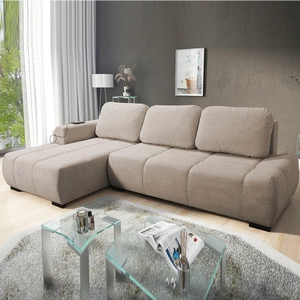 Narożnik z funkcją spania Gentle beżowy lewostronny stylowy design narożnik rozkładany charakteryzujący się obłym kształtem