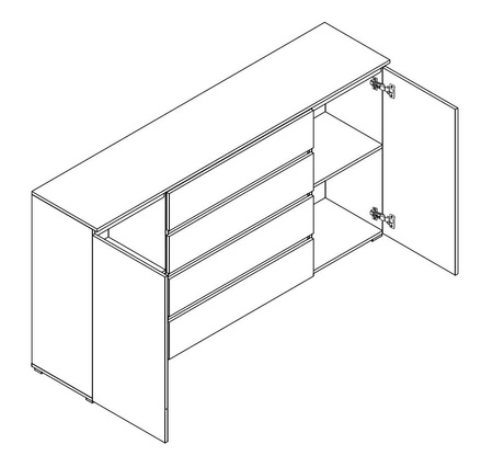 Komoda z szufladami Simple 184 cm dąb delano / czarny funkcjonalna i pojemna komoda do salonu lub sypialni prosta konstrukcja