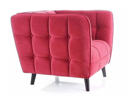 Fotel Castello bordowy nowoczesny oraz funkcjonalny fotel z drewnianymi nogami komfortowy podczas wypoczynku