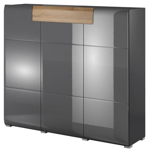 Komoda z szufladą Toledo 147 cm antracyt / antracyt połysk / dąb grandson funkcjonalny mebel do salonu lub jadalni