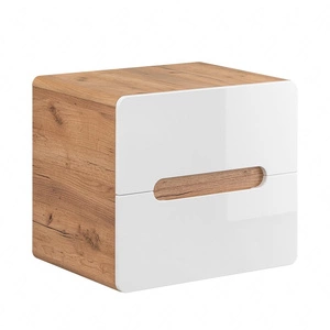 Szafka pod umywalkę nablatową Aruba 60 cm dąb craft złoty / biały połysk stylowy design szafki o zaoblonym kształcie odporna na wilgoć
