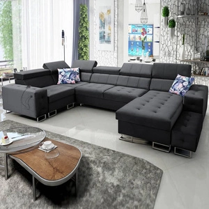 Narożnik z funkcją spania Hampton IV czarny prawostronny funkcjonalny narożnik z dostawką która sprawdzi się jako podnóżek