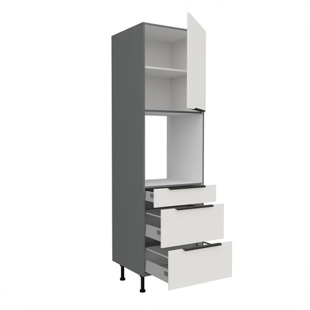 Słupek kuchenny Corato Ant 60 DPS-215 3S 1F szafka z szufladami do zabudowy piekarnika fronty wykonane w technologii anti fingerprint