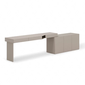 Biurko z komodą Woow 301 cm clay grey lewe funkcjonalne biurko młodzieżowe z możliwością obustronnego oraz narożnego montażu