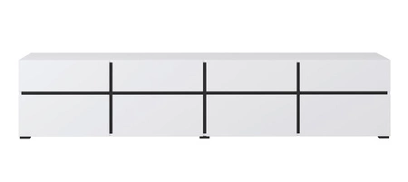 Szafka RTV Cross 225 cm biała prosta forma w nowoczesnym wydaniu idealna szafka do salonu i pokoju dziennego geometryczny kształt