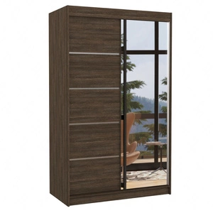Szafa przesuwna z lustrem Nicea 120 cm dąb sonoma czekolada pojemna szafa do sypialni z ozdobnymi listwami ergonomiczny układ wnętrza