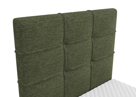 Łóżko kontynentalne Irvine 80x200 zielone stylowe łóżko z pojemnikiem na pościel i wysokim wezgłowiem zachwyca eleganckim designem