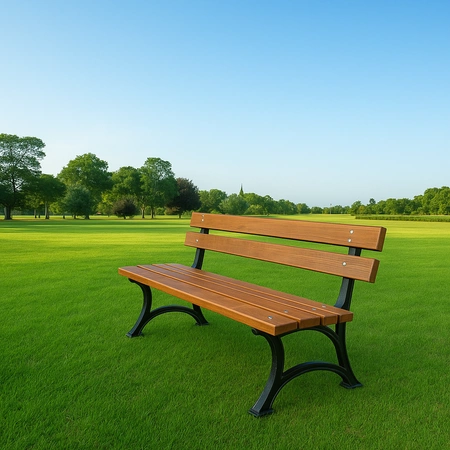 Ławka ogrodowa 180 cm FIEM-04-LM-180 miejska żeliwna z oparciem drewno olchowe lakierowana