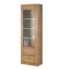 Witryna Larona 65 cm dąb riviera elegancka witryna do salonu prosta bryła idealna do każdego wnętrza elementy z bezpiecznego szkła hartowanego