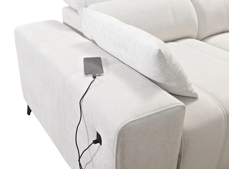 Narożnik z funkcją spania Penejos III jasny szary lewostronny wygodny i komfortowy narożnik do salonu dwa pojemniki na pościel