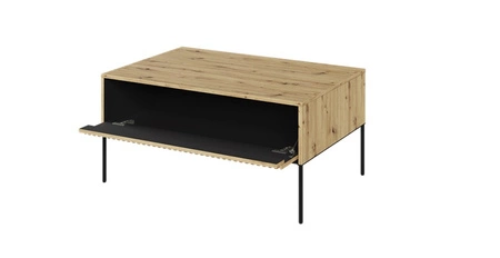 Stolik kawowy Trend dąb artisan elegancki design stolik z charakterystycznym ryflowanym frontem osadzony na metalowych nogach