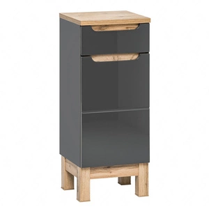 Szafka łazienkowa Bali 35 cm szary połysk / dąb wotan szafka do łazienki z szufladą odporna na uszkodzenia i działanie wilgoci