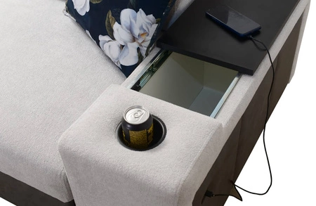 Narożnik z funkcją spania Flavio II szary / grafitowy prawostronny wygodny narożnik rozkładany otwierany barek w boczku mebla