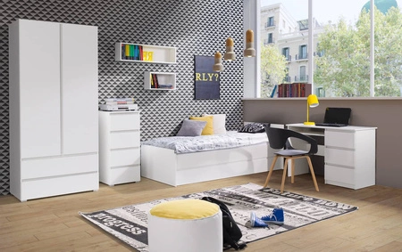 Łóżko Simple 160x200 cm biały funkcjonalny mebel do sypialni lub pokoju młodzieżowego