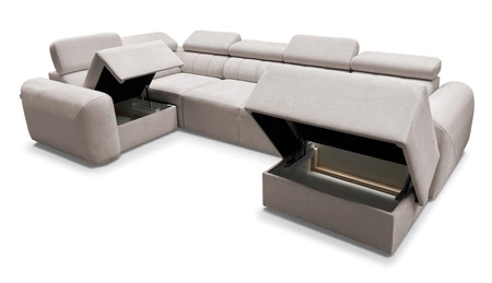 Narożnik z funkcją spania Cantare IV szary popiel prawostronny starannie wykonany narożnik do salonu zapewnia komfort i wygodę