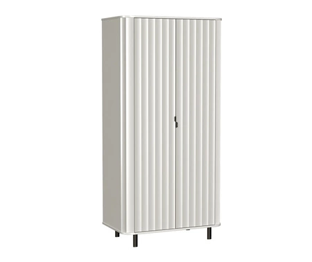 Szafa Novado 98 cm biel alpejska nowoczesny design mebla drzwi szafy z dekoracyjnym pionowym frezowaniem metalowe uchwyty krawędziowe 