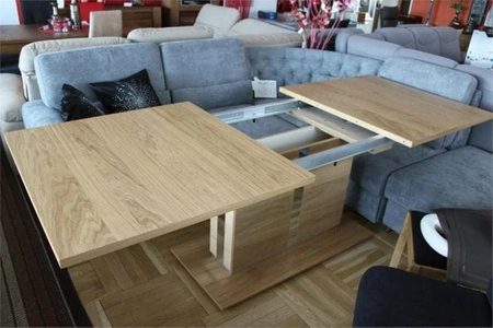 Stół rozkładany Fin 150-200 cm wenge blat w fornirze pokryty warstwą drewna prowadnice synchroniczne obrzeża wykończone okleiną