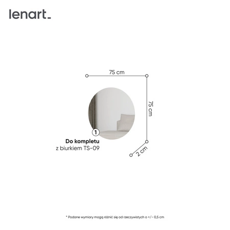 Lustro wiszące Trend 75 cm praktyczny dodatek do toaletki oraz przedpokoju okrągłe lustro z oświetleniem ledowym
