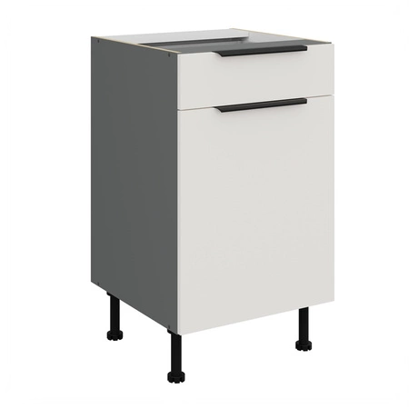 Szafka kuchenna stojąca z szufladą i półką Corato Ant 50 D 1F 1S BB fronty szafki kuchennej wykończone w technologii anti fingerprint