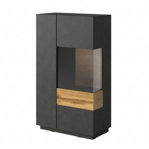 Komoda wysoka Silke 80 cm matera / dąb wotan prawa stylowy design elegancka komoda z przeszkleniem system push to open