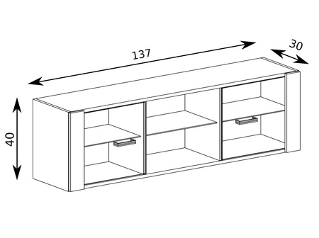 Szafka wisząca Indiana 137 cm kraft biały oryginalny design praktyczna szafka na ścianę do salonu czy jadalni elementy z bezpiecznego szkła