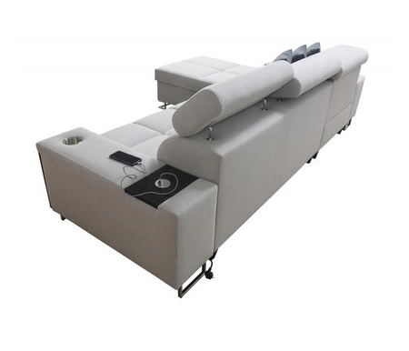 Narożnik z funkcją spania Dafni jasny brąz / biały lewostronny pleciony komfort i funkcjonalność podczas codziennego wypoczynku