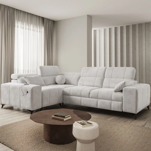 Narożnik z funkcją spania Penejos II szary popiel lewostronny komfort podczas codziennego wypoczynku pojemnik na pościel