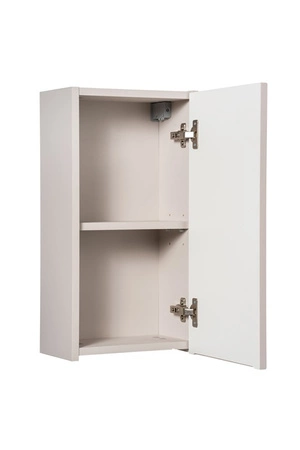 Zestaw mebli łazienkowych Nova beżowy eleganckie szafki łazienkowe o subtelnej kolorystyce z gustownym pionowym ryflowaniem