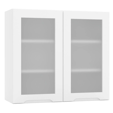 Zestaw mebli kuchennych Zova 240 cm biały meble do kuchni odporne na wilgoć parę wodną i uszkodzenia frezowane uchwyty