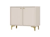 Komoda Kioto I 84 cm beżowa minimalistyczny design doskonała propozycja komody do sypialni lub salonu złote uchwyty