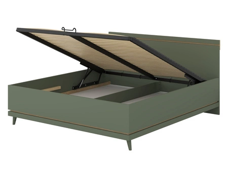 Łóżko Scandia 180x200 cm zielone z pojemnikiem na pościel nowoczesny styl łóżko na wysokich nogach do sypialni