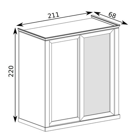 Szafa przesuwna z lustrem Antica 211 cm dąb craft złoty funkcjonalny mebel w stylu klasycznym idealna szafa do sypialni lub garderoby