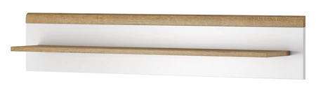 Meblościanka Primo dąb riviera / biała nowoczesny design obrzeża wykończone specjalną okleiną bezpieczne szkło hartowane