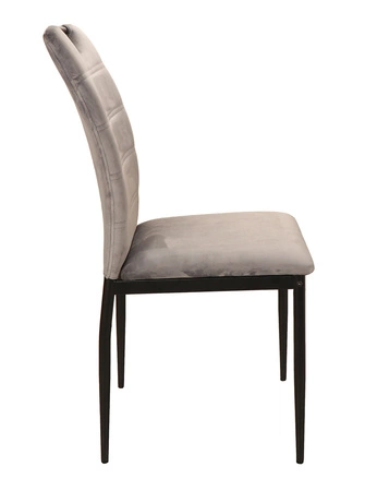 Krzesło tapicerowane Rip 38x43 cm szare klasyczne oraz ponadczasowe krzesło do jadalni z metalowymi nogami