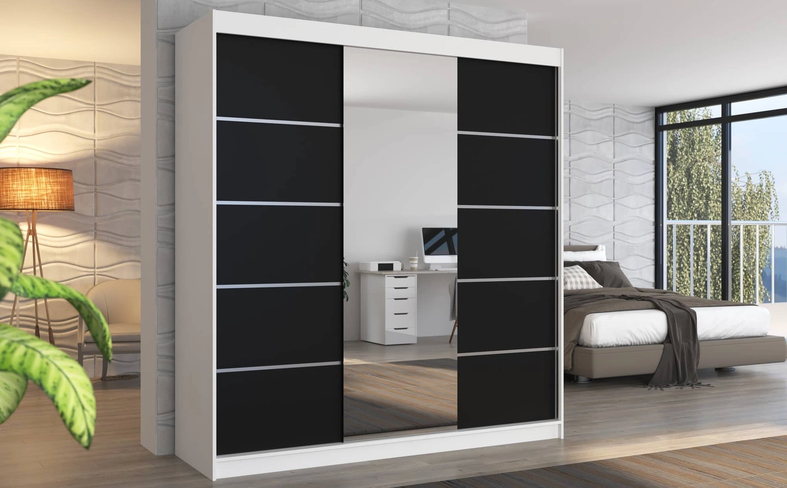 Szafa przesuwana z lustrem Bergen Szafa z lustrem do sypialni Szafy przesuwne do pokoju