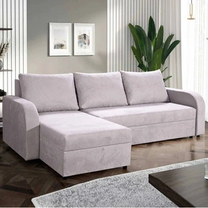 Narożnik z funkcją spania Scarlo jasny szary uniwersalny w ustawieniu narożnik do salonu wykonany z wytrzymałej welurowej tkaniny