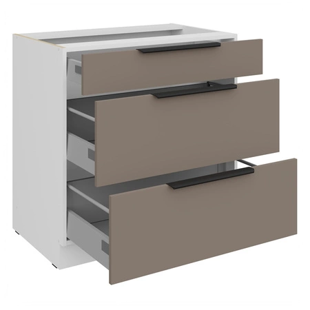 Zestaw mebli kuchennych narożny Fiuggi Wh 290x230 cm stylowe szafki kuchenne z frontami wykonanymi w technologii anti fingerprint