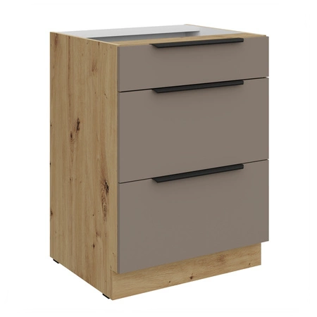 Szafka kuchenna stojąca z szufladami Fiuggi Ar 60 D 3S BB odporna na uszkodzenia wykończenie frontów w technologii anti fingerprint