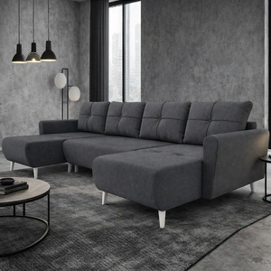 Narożnik z funkcją spania Felicie U ciemny szary stylowy i elegancki narożnik wpisujący się w aranżacje w stylu skandynawskim