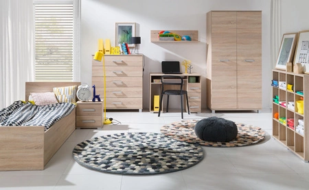 Biurko z szufladami Maximus 100 cm dąb sonoma jasny nowoczesny design mebla obrzeża biurka wykończone zostały specjalną okleiną