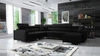 Narożnik z funkcją spania Nausa VII czarny prawostronny elegancki narożnik do salonu wykonany z miękkiej tkaniny typu velvet