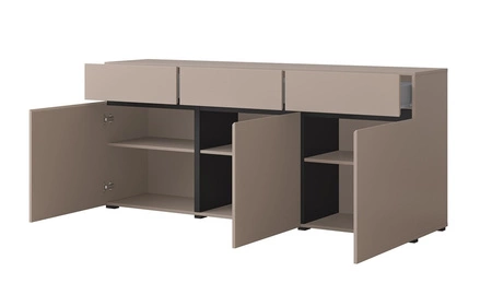 Komoda z szufladami Cross 180 cm ciemny beżowy stylowy design komody do salonu prosta forma w nowoczesnym wydaniu