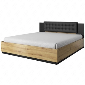 Łóżko Sigma 160x200 cm dąb artisan / czarny z pojemnikiem to idealne łóżko do sypialni tapicerowany zagłówek
