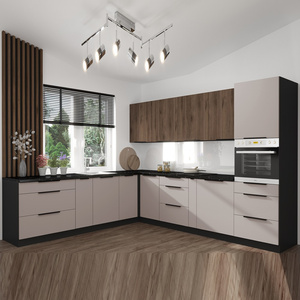 Zestaw mebli kuchennych narożny Brianza / Tarraco 200x300 cm metalowe uchwyty szafki doskonale prezentują się w nowoczesnych wnętrzach